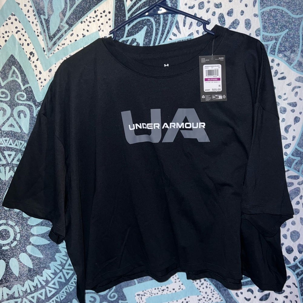 Under Armour Black Boxy Crop Tee | Workout or Lounge | Size 2XL